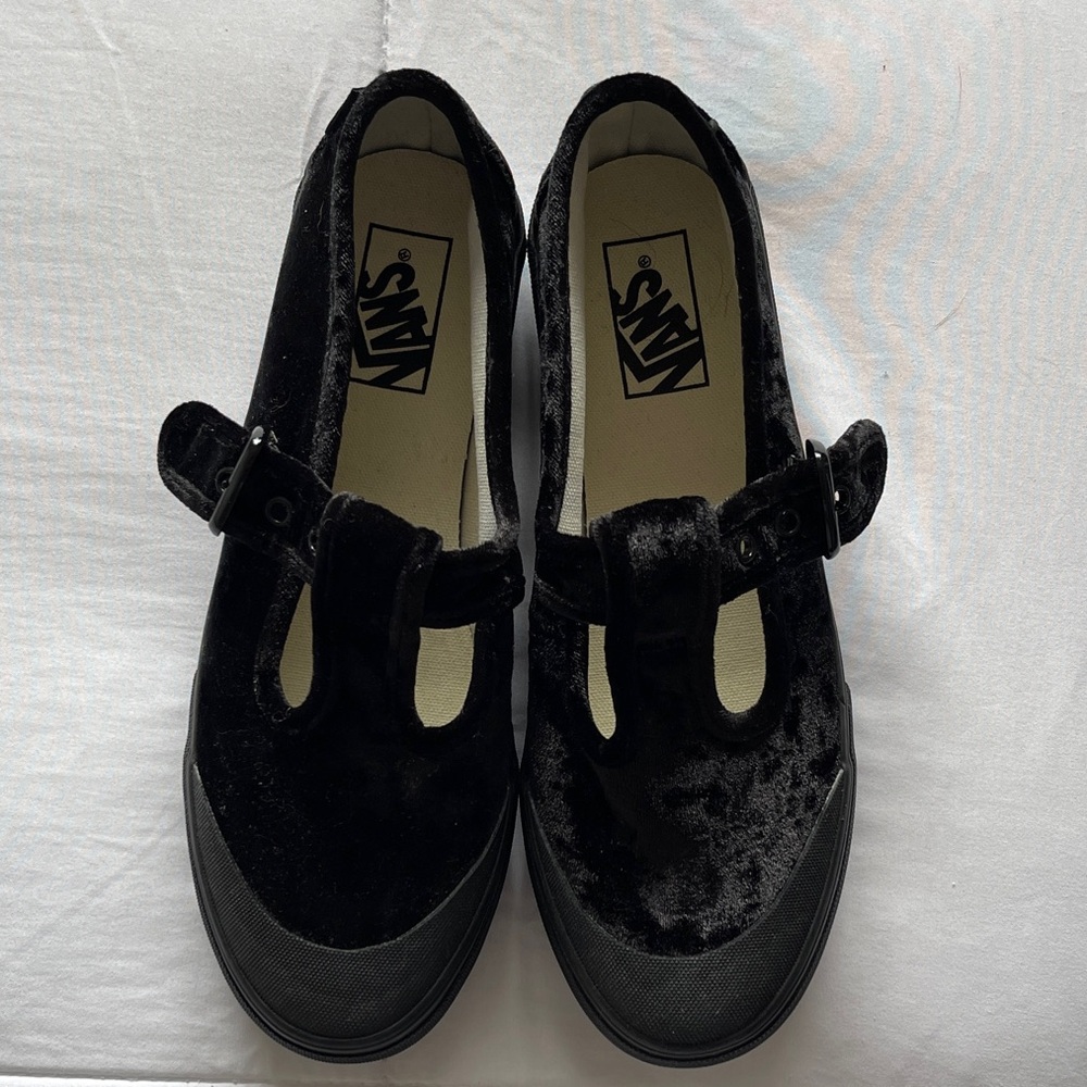 Vans Black Velvet Mary Jane Sneakers
